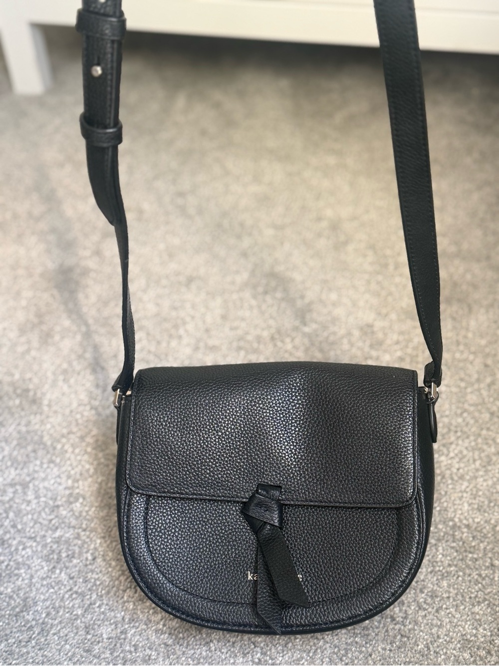 kate spade Black Pebbled Leather Messenger Bag